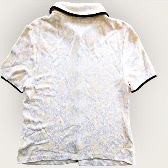 St. John Collection Short Sleeve Button Up Floral Cream Santana Knit Blouse 12 - Picture 3 of 9